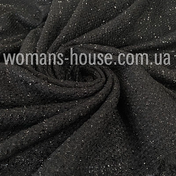 Твідова тканина (костюмна) щільна Чорний зі сріблястим люрексом