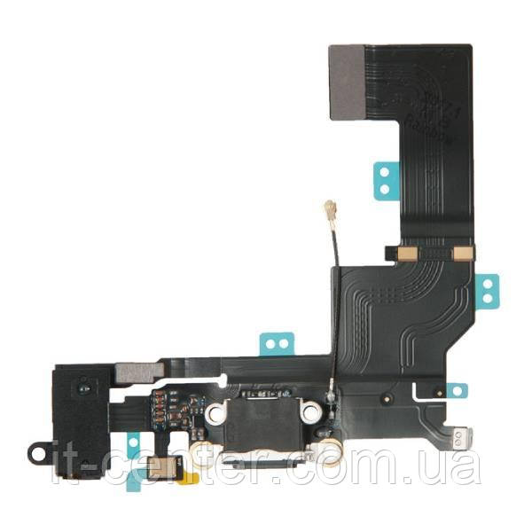 Шлейф (Flat cable) iPhone SE з гніздом зарядки, гніздом на навушники, мікрофоном чорний оригінал