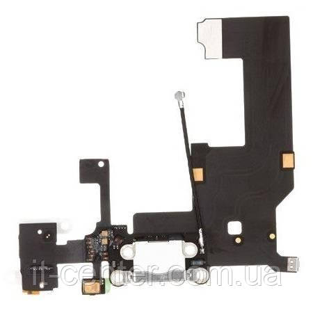 Шлейф (Flat cable) iPhone 5 з гніздом зарядки, гніздом на навушники, мікрофоном білий