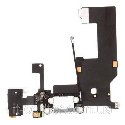 Шлейф (Flat cable) iPhone 5 з гніздом зарядки, гніздом на навушники, мікрофоном білий, фото 1
