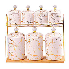 Набір для сипучих продуктів на металевій підставці 7 предметів по 300 мл і 700 мл HP-1215