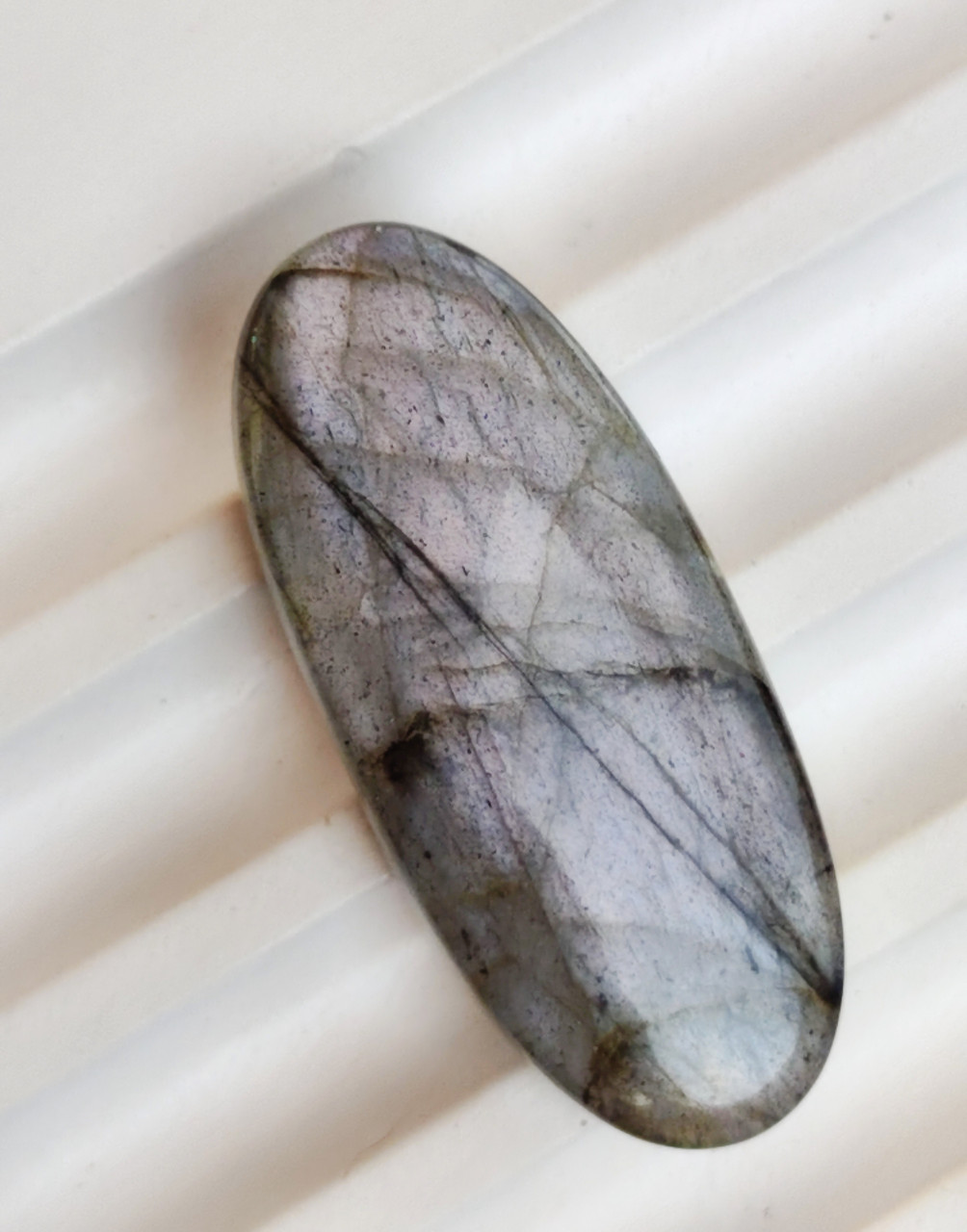 Лабрадор овал камінь без оправи. Кабошон натуральний лабрадор 42*18*6 мм. Індія., фото 1