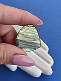 Лабрадор крапля камінь без оправи. Кабошон натуральний лабрадор 26,5*28*9 мм. Індія., фото 5