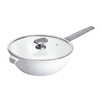 Алюмінієва сковорода 5.6 л з керамічним покриттям антипригарним Ø 30 см Біла MGC HP-4-460W