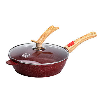 Алюмінієва глибока сковорода (2,8 л) зі скляною кришкою Ø 26 см Червоний MGC HP-4-464R