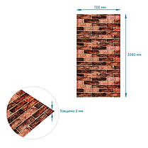 R179-2-3 Панель стінова у рулоні 3D 700мм*3,08м*3мм BROWN (цегла) (D) SW-00002537, фото 5