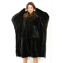 Плед з капюшоном, Рукоплед з рукавами, Двостороння толстовка халат, Толстовка плед для дорослих і дітей CD-58, фото 2