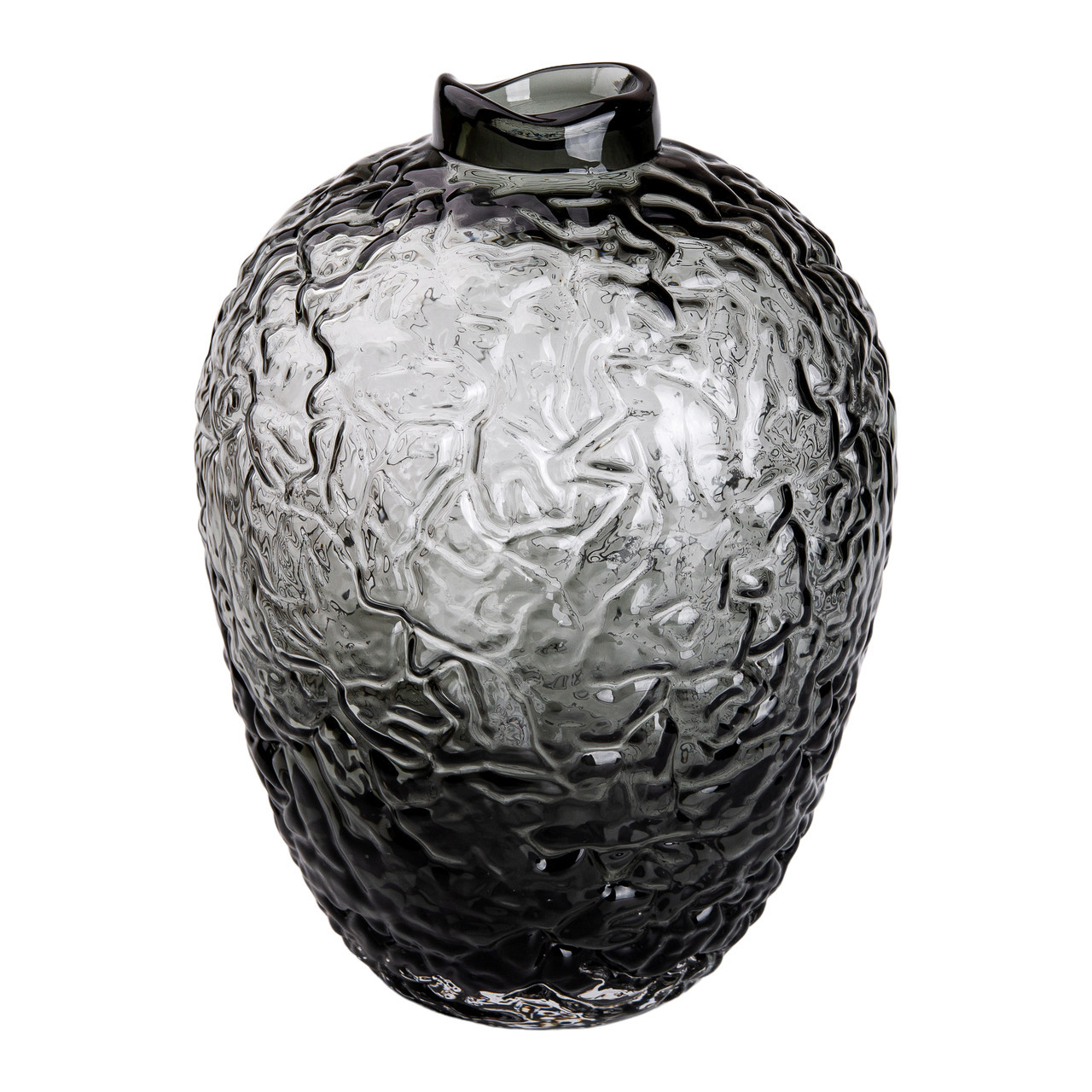 Ваза для квітів зі скла, декоративна кругла, 30 см, сіра HP-1731, фото 1