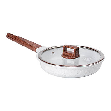 Алюмінієва сковорода з керамічним покриттям антипригарним 2 л Ø 24 см біла MGC HP-4-466