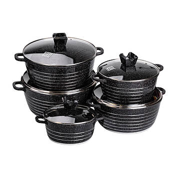 Набір із 5 господарських каструль, 2,5-9 літрів, товсте дно, алюміній MGC HP-4-411B