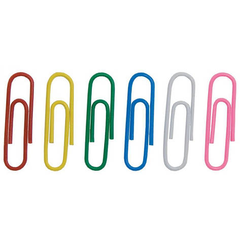 Скріпки канцелярські Buromax 28мм, colored, rounded 100 шт (BM.5015), фото 1