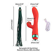Вібратор-кролик із флоггером LOCKINK SEVANDA Whip Vibrating Massage Wand - Red & Green, фото 3
