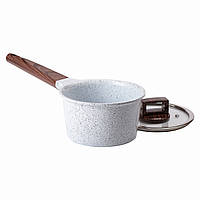 Сотейник на 1,65 л з керамічним антипригарним покриттям з товстим дном і скляною кришкою MGC 16 см білий