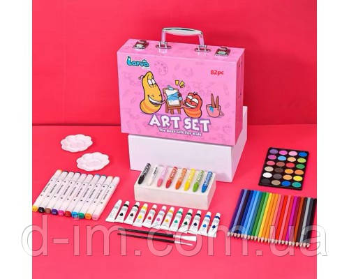 Кольорові олівці для малювання (Рожевий) Art Set, 82pc