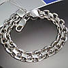 Срібний чоловічий браслет, 220 мм, 39 грамів, плетіння Подвійний Якорі, фото 6
