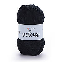 Yarnart VELOUR (Велюр) № 842 чорний (Пряжа, нитки для в'язання)