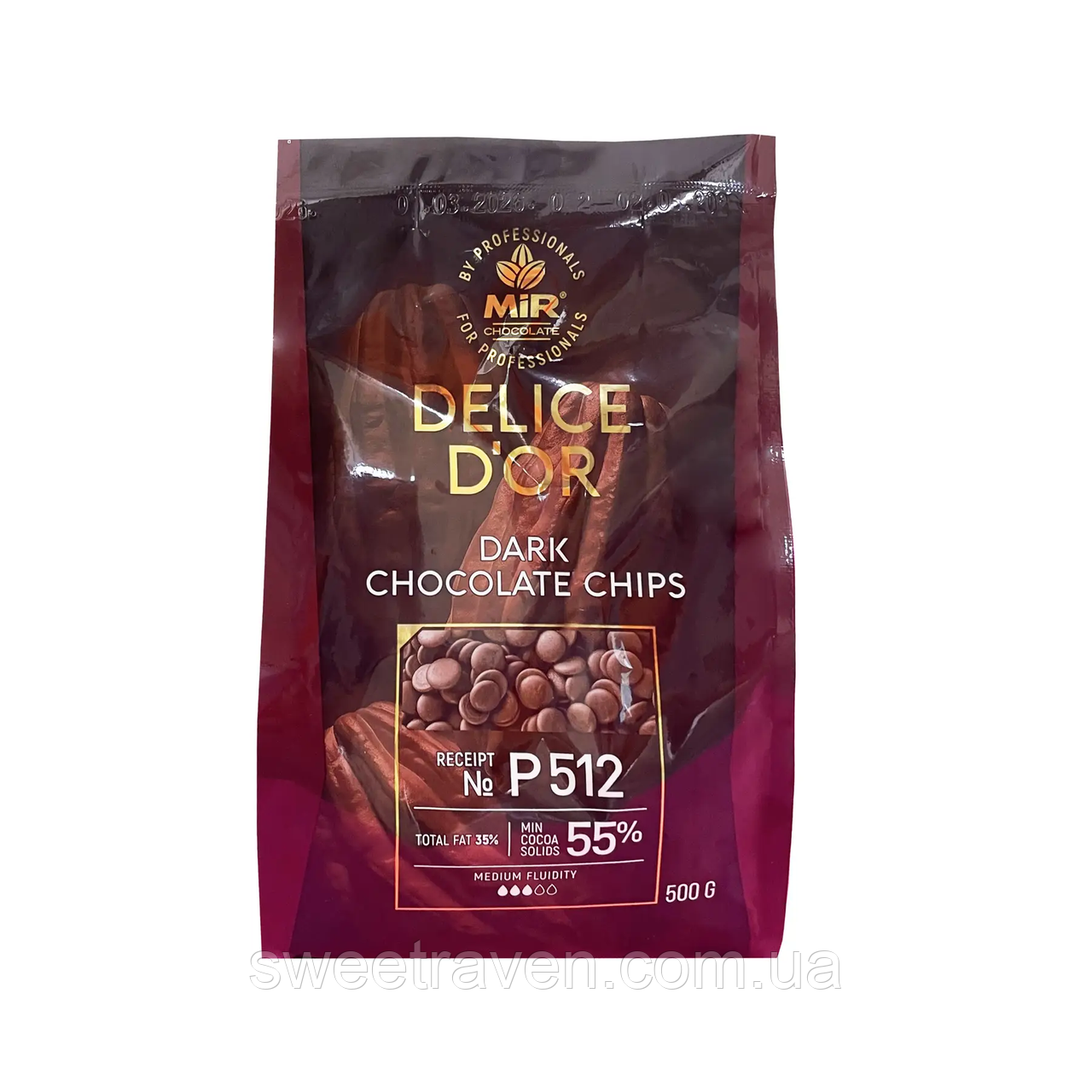 Чорний шоколад 55% у формі калет Delice D'or (Р512) - 500 грам, фото 1