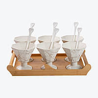 Набір з 6 креманок з ніжками, 200 мл, кераміка, для десертів, морозива та желе