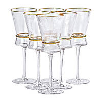 Набір з 6 келихів з високими тонкими ніжками, 300 мл, для винного соку, для розведення води, для фужерів