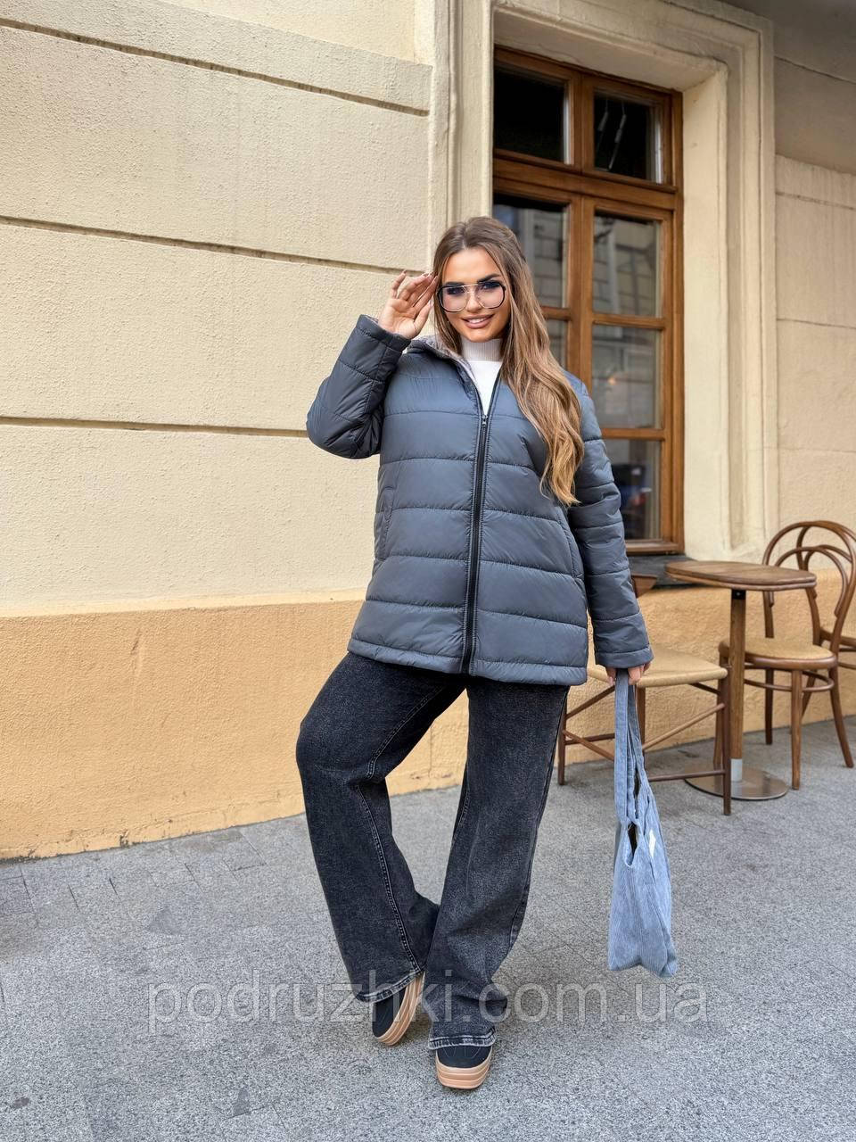 Жіноча куртка стьогана Тканина: плащівка Лаке + синтепон 150 на підкладці. Розміри 50-52, 54-56, 58-60, фото 1