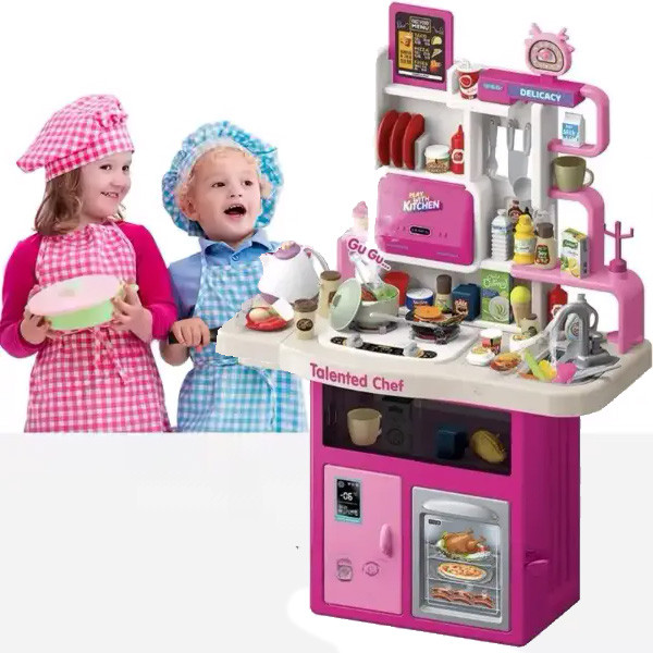Висока ігрова кухня дівчинці 115 предметів світло звук пар вода Найкращий подарунок для дитячих сюжетно рольових ігор, фото 1