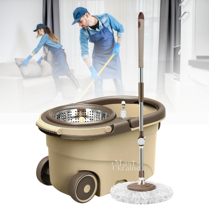 Швабра з відром на колесах комплект для прибирання Mop bucket + mop set ANDD-4330, фото 1