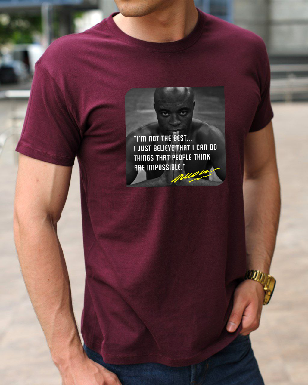 Футболка бавовняна для боксу,футболка з принтом Андерсон Сільва,одяг боксерською тематикою розмір S, фото 1