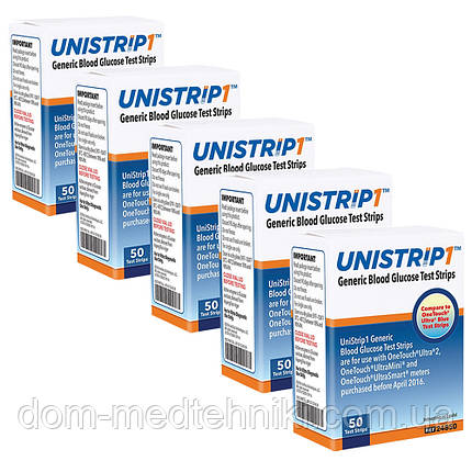 Тест-смужки Юністрип (UniStrip), аналог оригінальних смужок OneTouch Ultra (ВанТач Ультра), 250 шт., фото 1