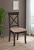 Стілець кухонний дерев'яний Сканді Модуль Люкс, колір горіх + оббивка рогожка