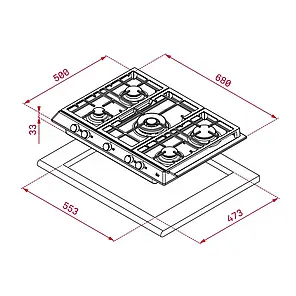 Газова варильна панель Teka EX 70.1 5G AI AL DR CI 68см, фото 3