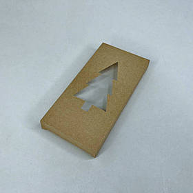 Коробка для шоколаду, 160*80*17 мм, з вікном "Ялинка", крафт