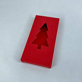 Коробка для шоколаду, 160*80*17 мм, з вікном "Ялинка", червона