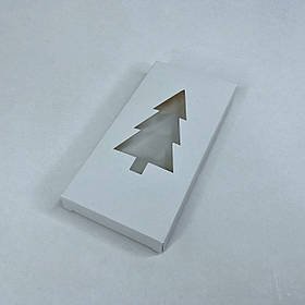 Коробка для шоколаду, 160*80*17 мм, з вікном "Ялинка", біла