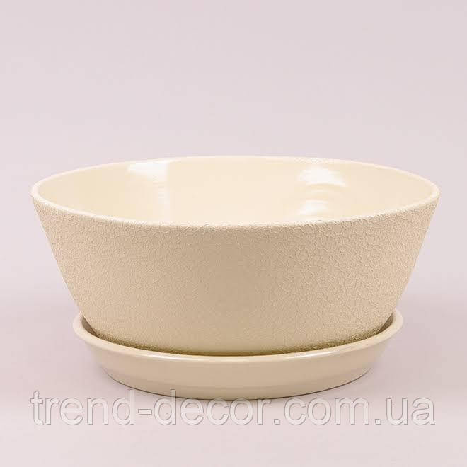 Горщик керамічний Бонсайниця шовк бежевий 5л.