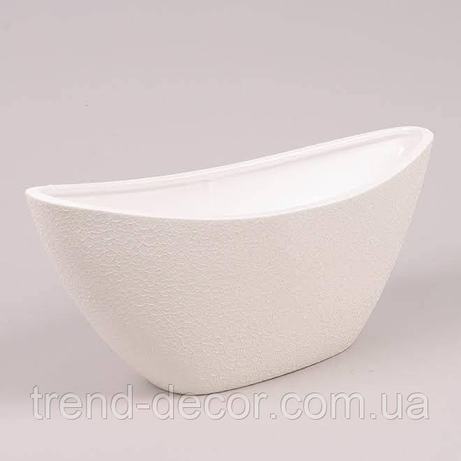 Горщик керамічний Кашпо Човник шовк білий 2.5л.