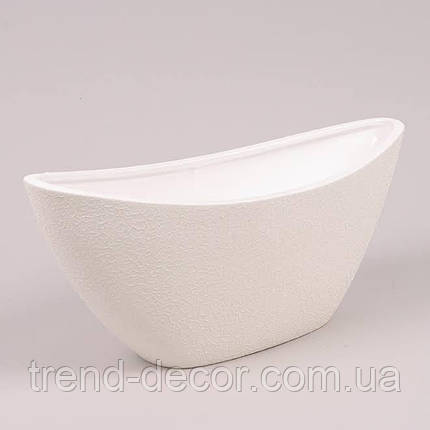 Горщик керамічний Кашпо Човник шовк білий 2.5л., фото 1