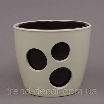 Горщик керамічний Вікторія бежевий+шоколад 2,2л., фото 1