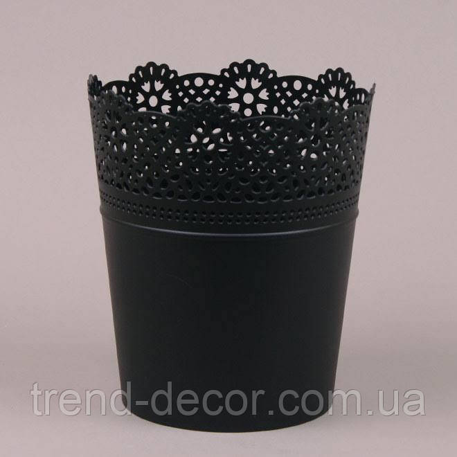 Горщик пластмасовий Lace чорний 18см.