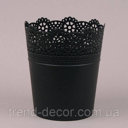Горщик пластмасовий Lace чорний 18см., фото 1
