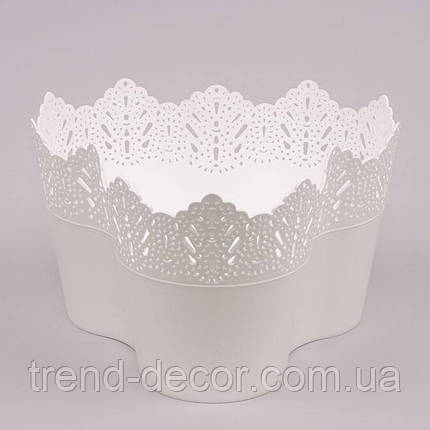 Горщик пластмасовий Коронка Трійка білий 25см., фото 1