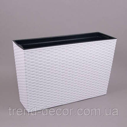 Горщик пластмасовий з вкладом WERBENA RATTAN білий 56см., фото 1