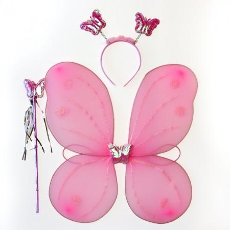 Карнавальний костюм крила метелика рожевий, фото 1