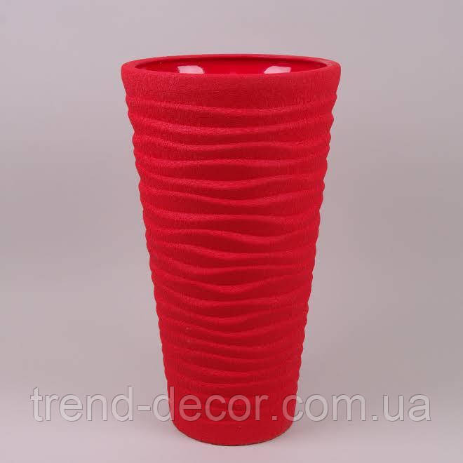 Горщик керамічний Кашпо Циліндр Хвиля шовк червоний 16л.