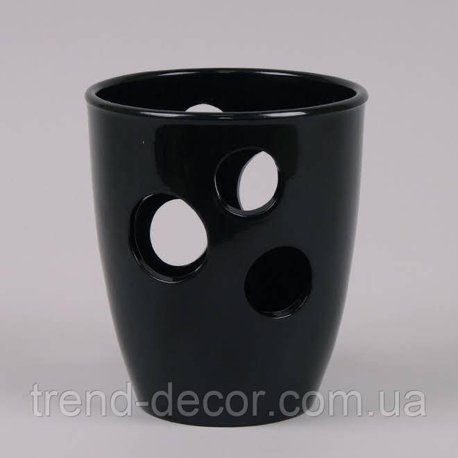 Горщик керамічний Орхідейниця з отворами глянець чорний 1.3л.