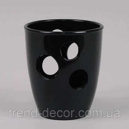 Горщик керамічний Орхідейниця з отворами глянець чорний 1.3л., фото 1