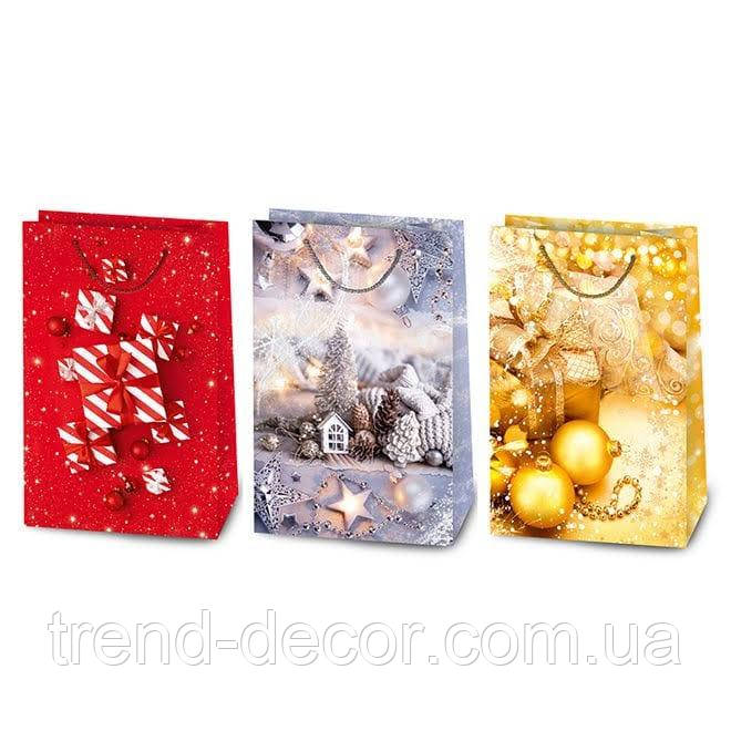 Пакет подарунковий новорічний мікс 22.5х11х34.5 (10 шт.) 7967