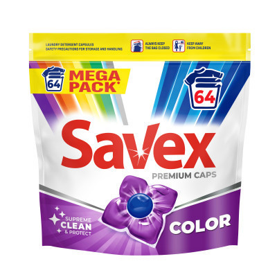 Капсули для прання Savex Premium Caps Color 64 шт. (3800024048166), фото 1