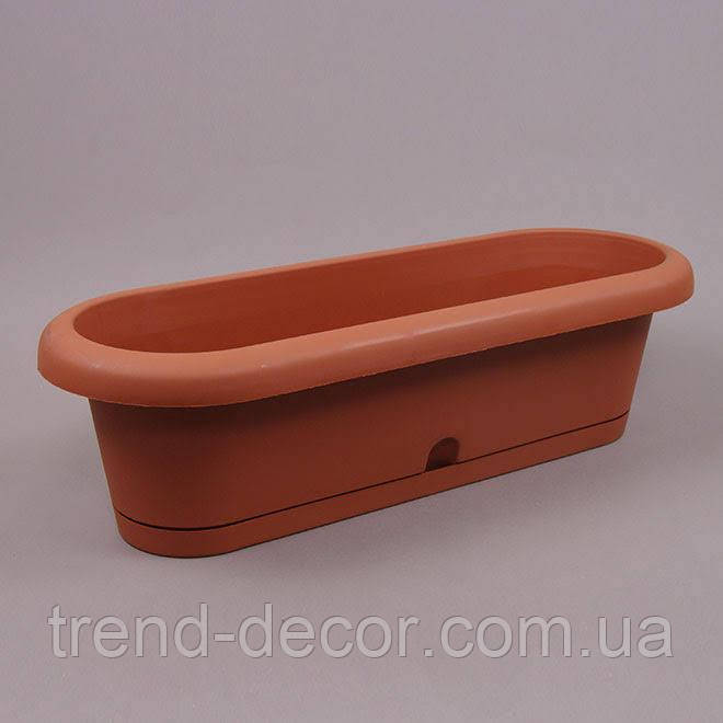 Балконний ящик з підставкою Лотос теракотовий 40см.