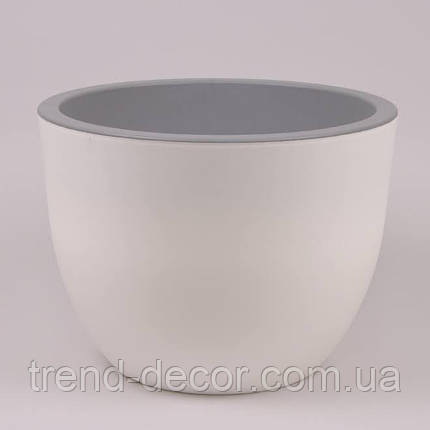 Горщик пластмасовий круглий Muna білий+бетон 34.5см., фото 1