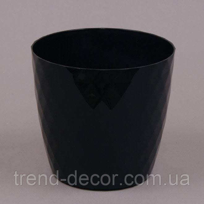 Горщик пластмасовий Кристал чорний 12см.